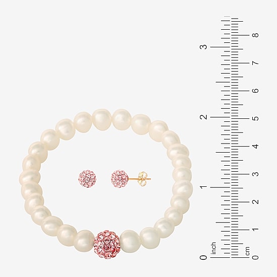 Girls Pink Crystal Cultured Freshwater Pearl 14K Gold 2-pc. Jewelry Set