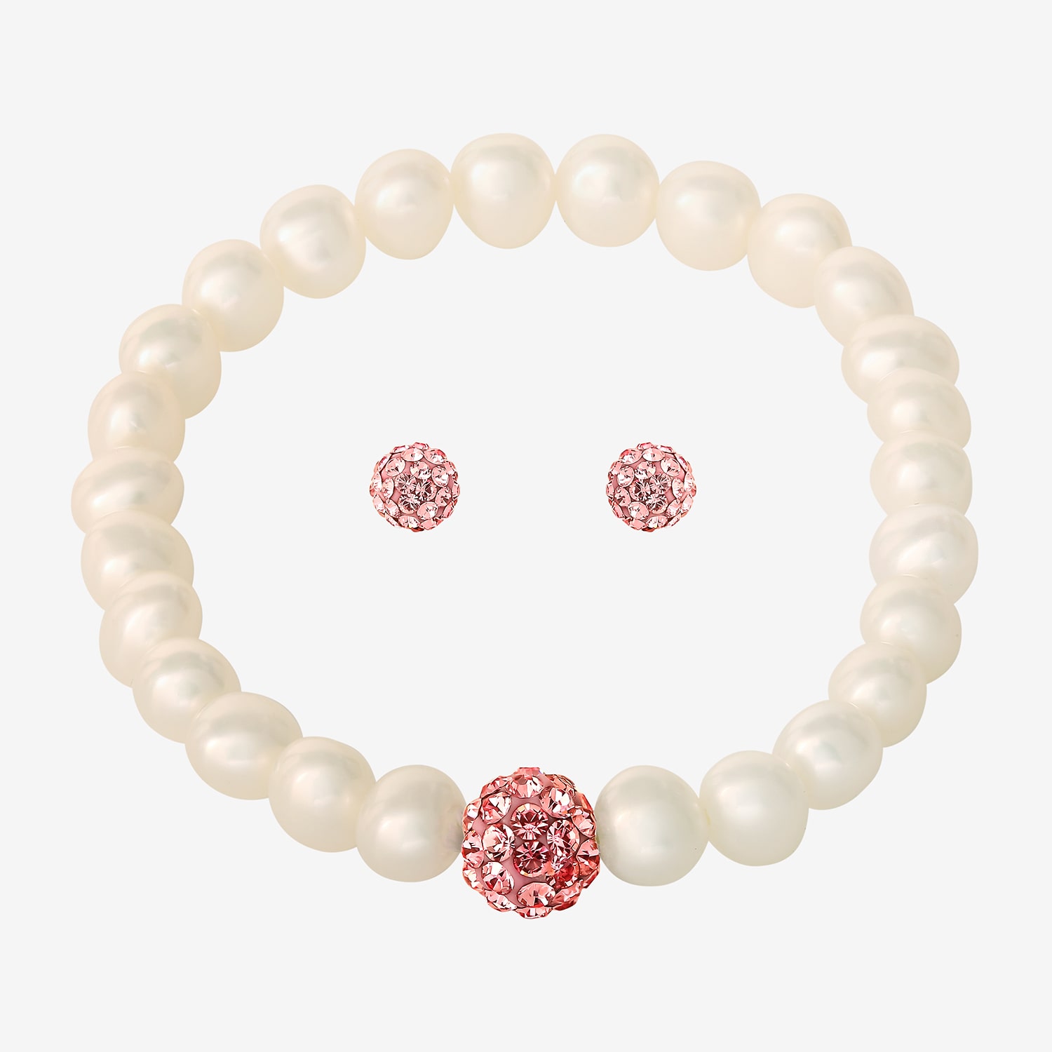 Girls Pink Crystal Cultured Freshwater Pearl 14K Gold 2-pc. Jewelry Set