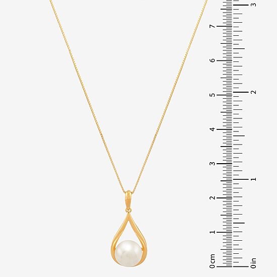 Womens White Cultured Freshwater Pearl 14K Gold Over Silver 18 Inch Pendant Necklace