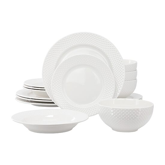 Elama Kim 16 Piece 16-pc. Porcelain Dinnerware Set
