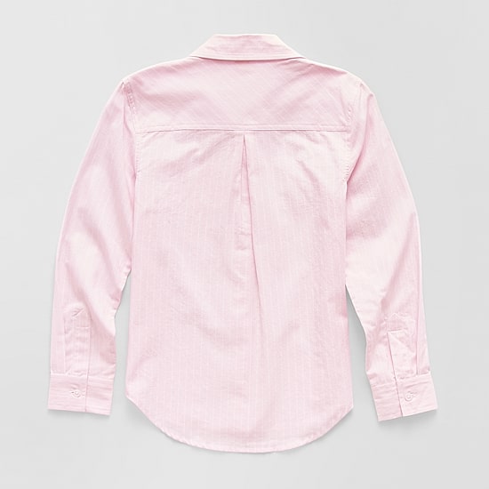 Thereabouts Little & Big Kid Girls Long Sleeve Cuffed Regular Fit Button-Down Shirt