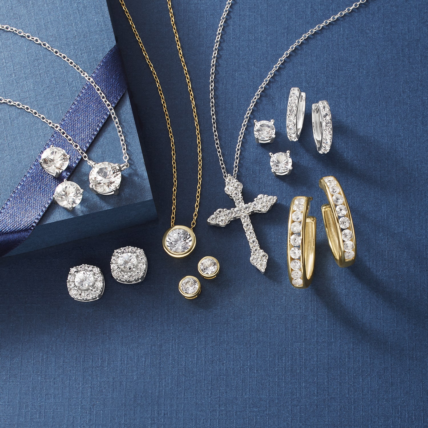 Yes, Please! Womens Lab Created White Sapphire 14K Gold Over Silver Round 2-pc. Jewelry Set