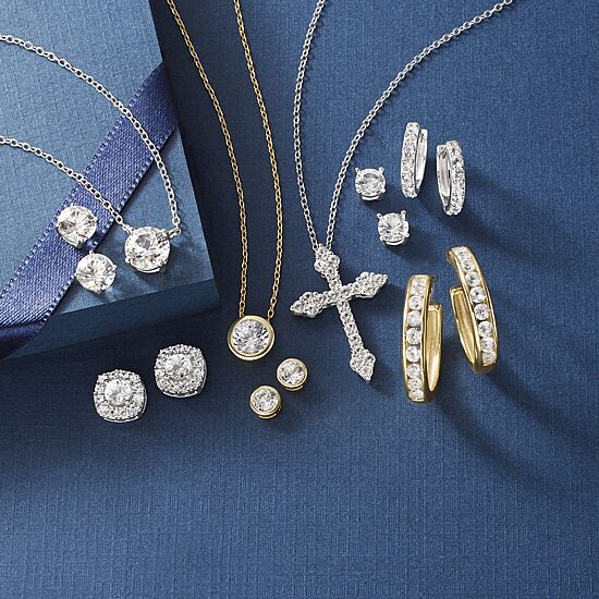 Yes, Please! Womens Lab Created White Sapphire 14K Gold Over Silver Round 2-pc. Jewelry Set