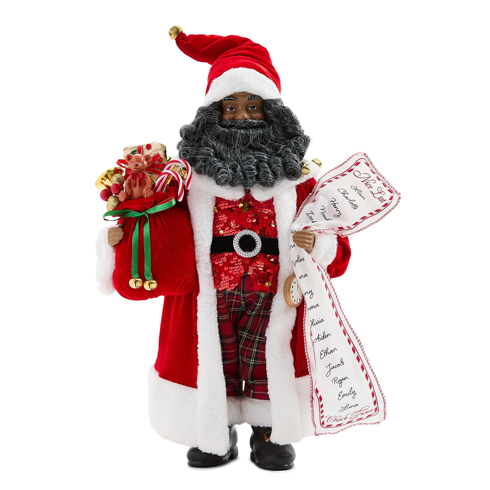 North Pole Trading Co. African American 18" List Christmas Santa Figurine