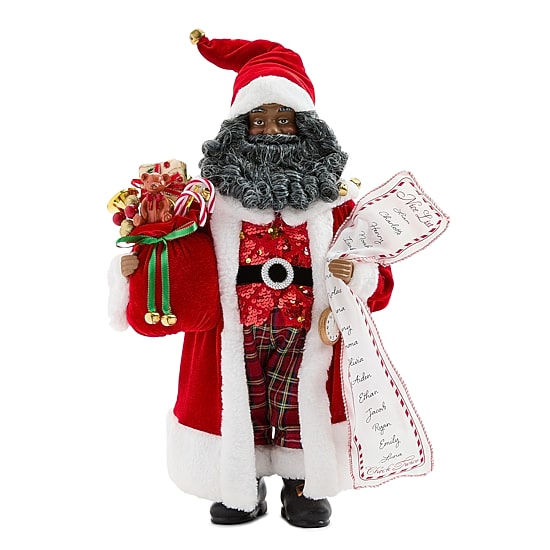 North Pole Trading Co. African American 18" List Christmas Santa Figurine