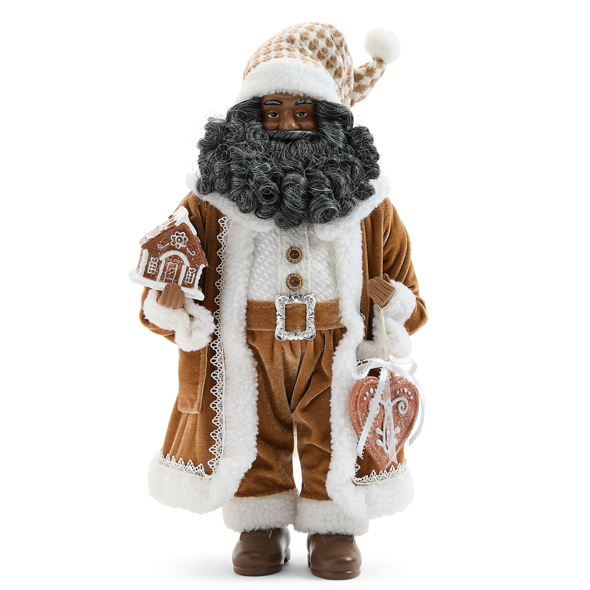 North Pole Trading Co. African American 18" Gingerbread Christmas Santa Figurine