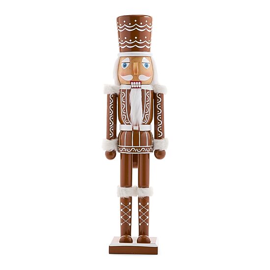 North Pole Trading Co. 20" Gingerbread Wood Christmas Nutcracker