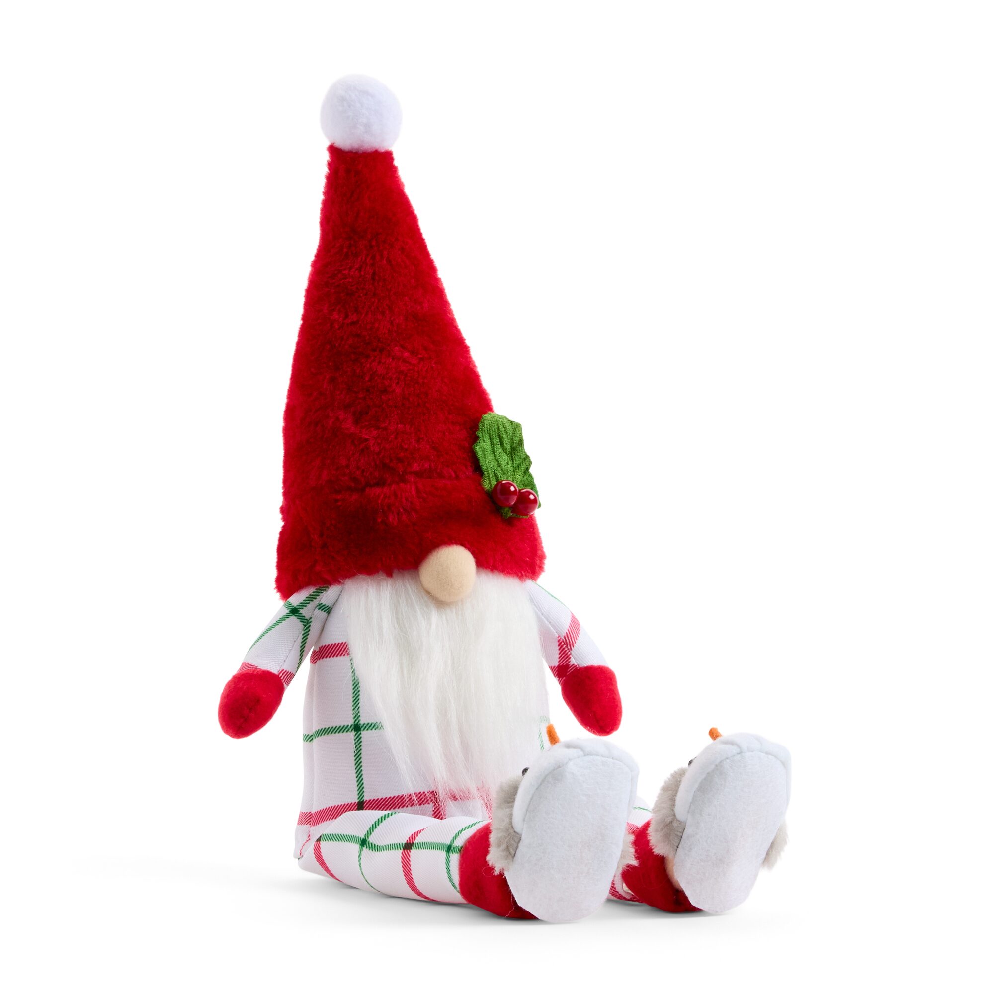 North Pole Trading Co. 15 Med Plaid Pjs Christmas Gnome