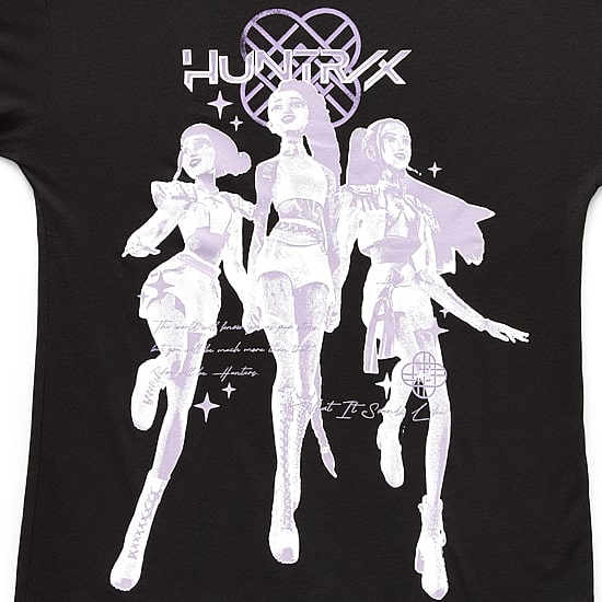 Womens Juniors Crew Neck Short Sleeve Loose Fit KPOP Demon Hunters Graphic T-Shirt