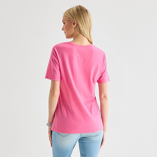 Hello Kitty Zebra Boyfriend Tee Womens Juniors Crew Neck Short Sleeve Loose Fit Hello Kitty Graphic T-Shirt