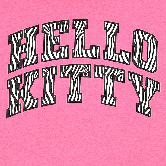 Hello Kitty Zebra Boyfriend Tee Womens Juniors Crew Neck Short Sleeve Loose Fit Hello Kitty Graphic T-Shirt