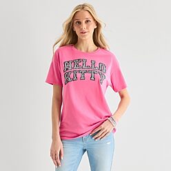 Hello Kitty Zebra Boyfriend Tee Womens Juniors Crew Neck Short
