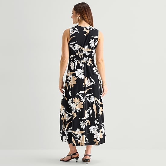 Studio 1 Womens V Neck Sleeveless Maxi Dress