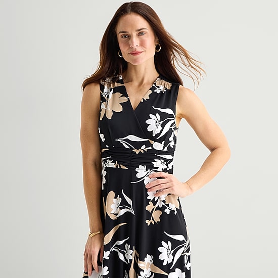 Studio 1 Womens V Neck Sleeveless Maxi Dress