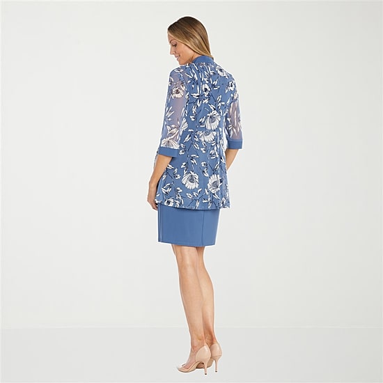 R & M Richards Womens Jacket Dress With Removable Necklace
