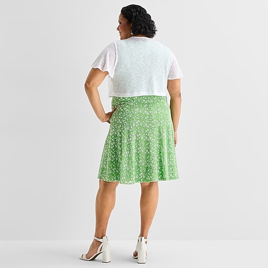 Perceptions Womens Plus Floral Jacket Dress