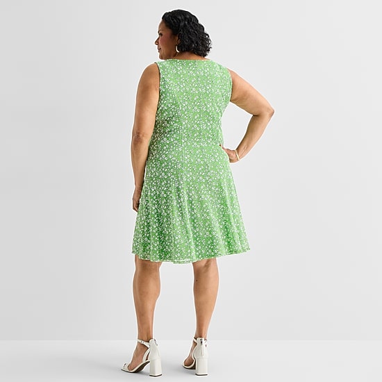 Perceptions Womens Plus Floral Jacket Dress
