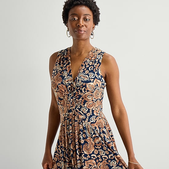 Marc New York Womens V Neck Sleeveless Maxi Dress