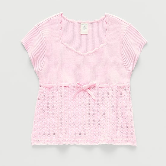 Thereabouts Little & Big Kid Girls Scallop Neck Short Sleeve Pullover Sweater