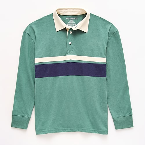 Thereabouts Little & Big Kid Boys Long Sleeve Regular Fit Spread Collar Rugby Shirt In Green