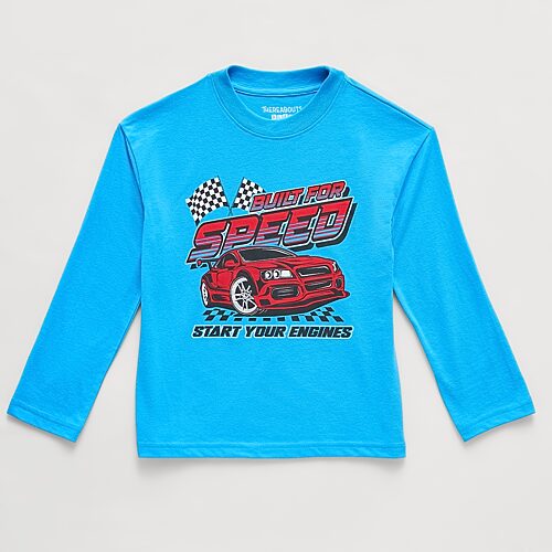 Thereabouts Kids' Little Boys Crew Neck Long Sleeve Oversized Graphic T-shirt In Blue