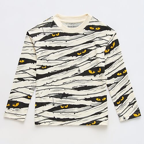 Thereabouts Kids' Little Boys Crew Neck Long Sleeve Oversized Graphic T-shirt In White