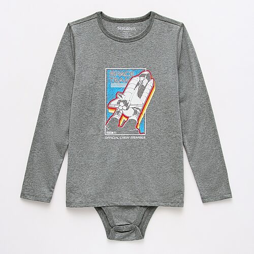 Thereabouts Little & Big Kid Boys Bodysuit Closure Easy-on + Easy-off Adaptive Crew Neck Long Sleeve Bodysuit In Gray
