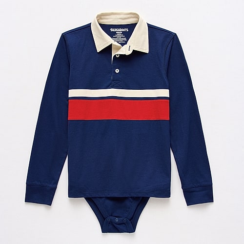 Thereabouts Little & Big Kid Boys Bodysuit Closure Easy-on + Easy-off Adaptive Long Sleeve Bodysuit In Blue