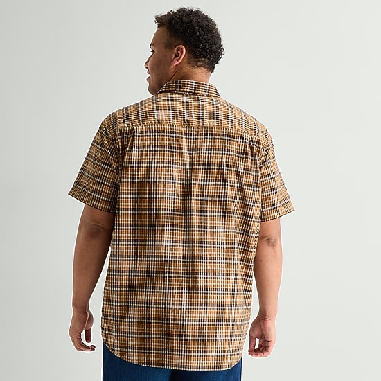 mutual weave Mens Short Sleeve Regular Fit Big and Tall Button-Down Shirt