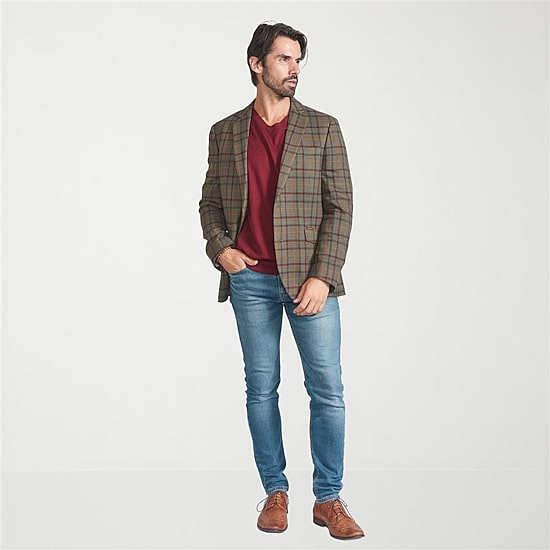 The Savile Row Co Mens Windowpane Modern Fit Sport Coat