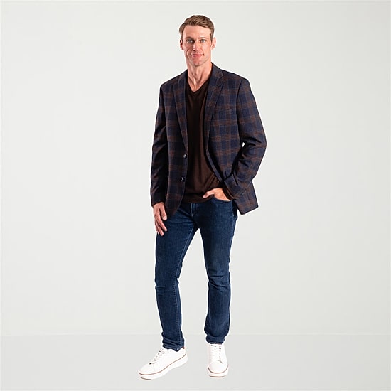 The Savile Row Co Mens Plaid Modern Fit Sport Coat