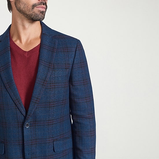 The Savile Row Co Mens Plaid Modern Fit Sport Coat