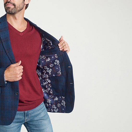 The Savile Row Co Mens Plaid Modern Fit Sport Coat