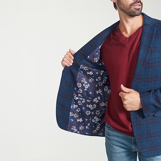The Savile Row Co Mens Plaid Modern Fit Sport Coat