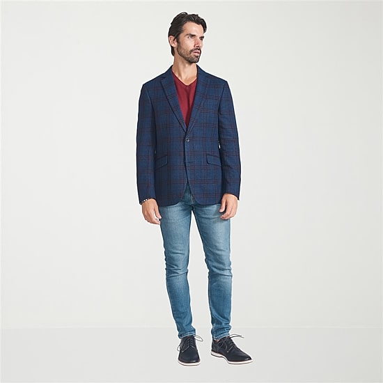The Savile Row Co Mens Plaid Modern Fit Sport Coat