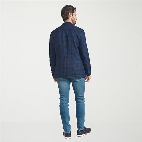 The Savile Row Co Mens Plaid Modern Fit Sport Coat