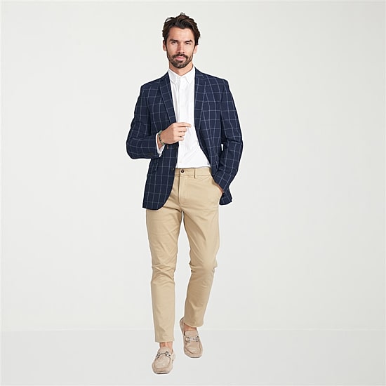 The Savile Row Co Mens Windowpane Modern Fit Sport Coat