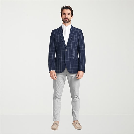 The Savile Row Co Mens Windowpane Modern Fit Sport Coat