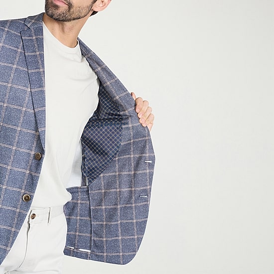 The Savile Row Co Mens Windowpane Modern Fit Sport Coat