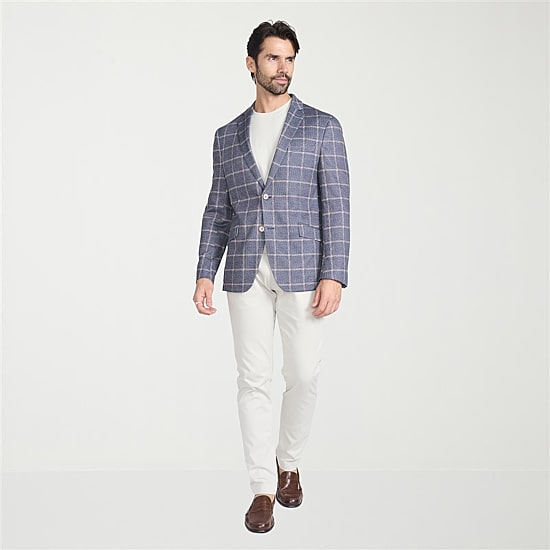 The Savile Row Co Mens Windowpane Modern Fit Sport Coat