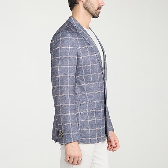 The Savile Row Co Mens Windowpane Modern Fit Sport Coat