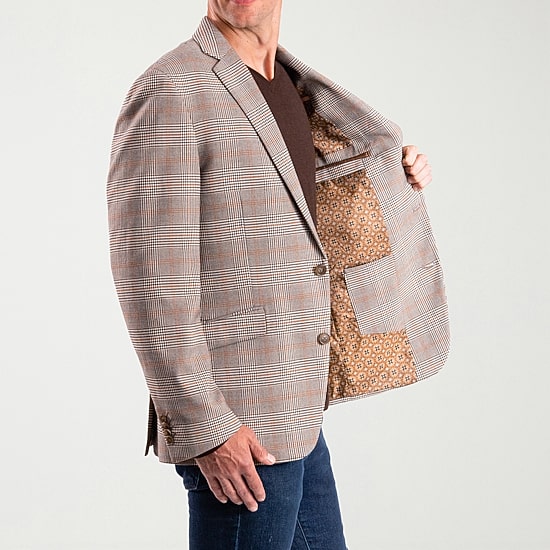 The Savile Row Co Mens Plaid Modern Fit Sport Coat