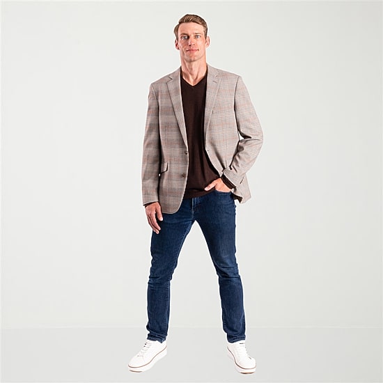 The Savile Row Co Mens Plaid Modern Fit Sport Coat