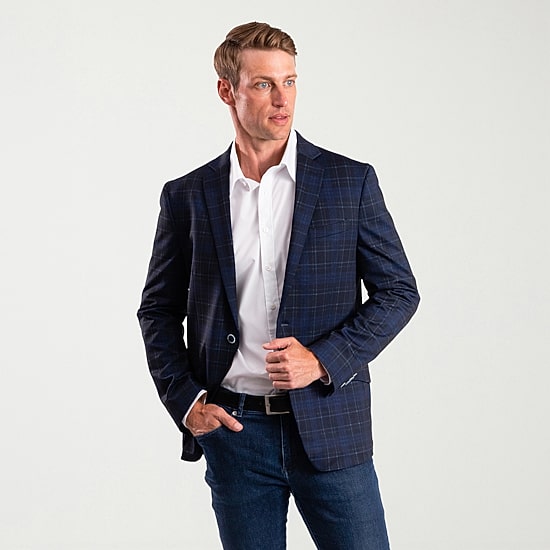 The Savile Row Co Mens Plaid Modern Fit Sport Coat