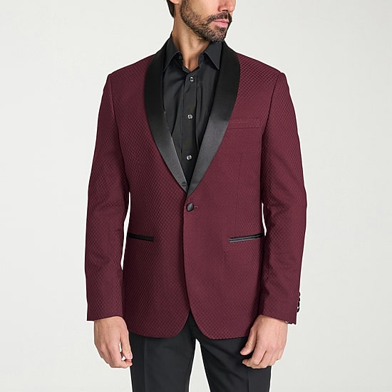 The Savile Row Co Mens Jacquard Slim Fit Sport Coat