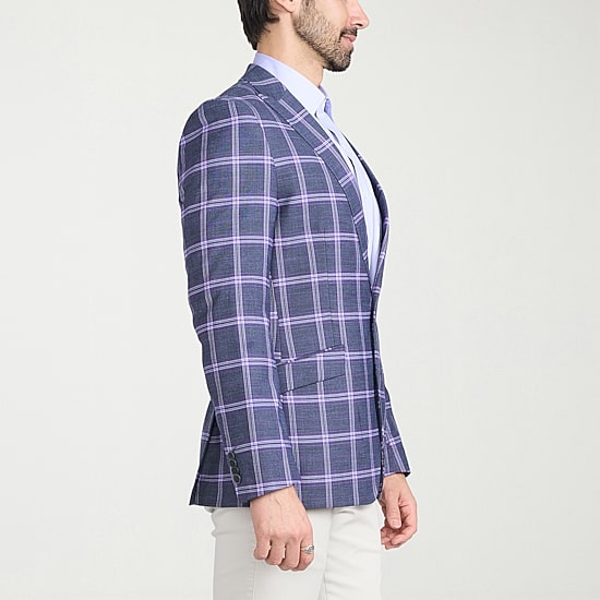The Savile Row Co Mens Plaid Modern Fit Sport Coat