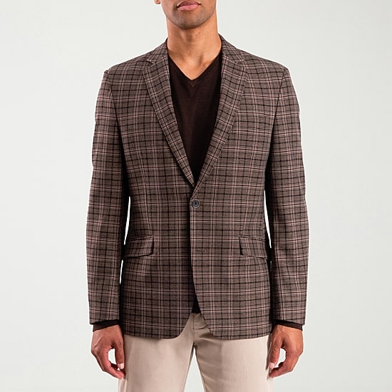 The Savile Row Co Mens Plaid Modern Fit Sport Coat