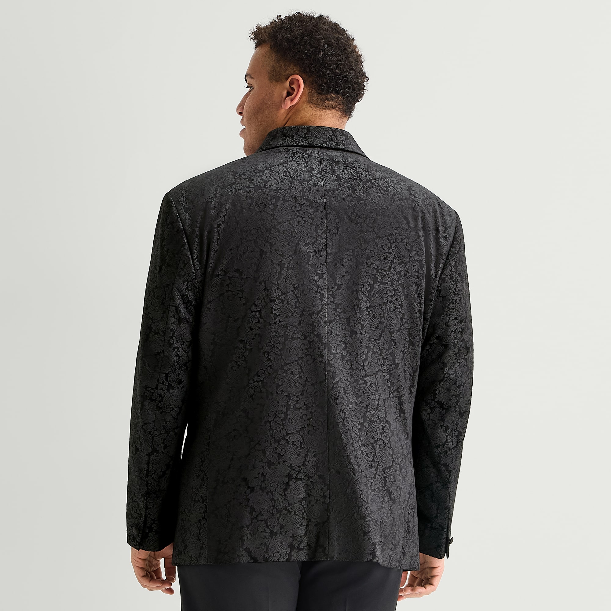 J. Ferrar Evening Edition Mens Big and Tall Paisley Regular Fit Tuxedo Jacket