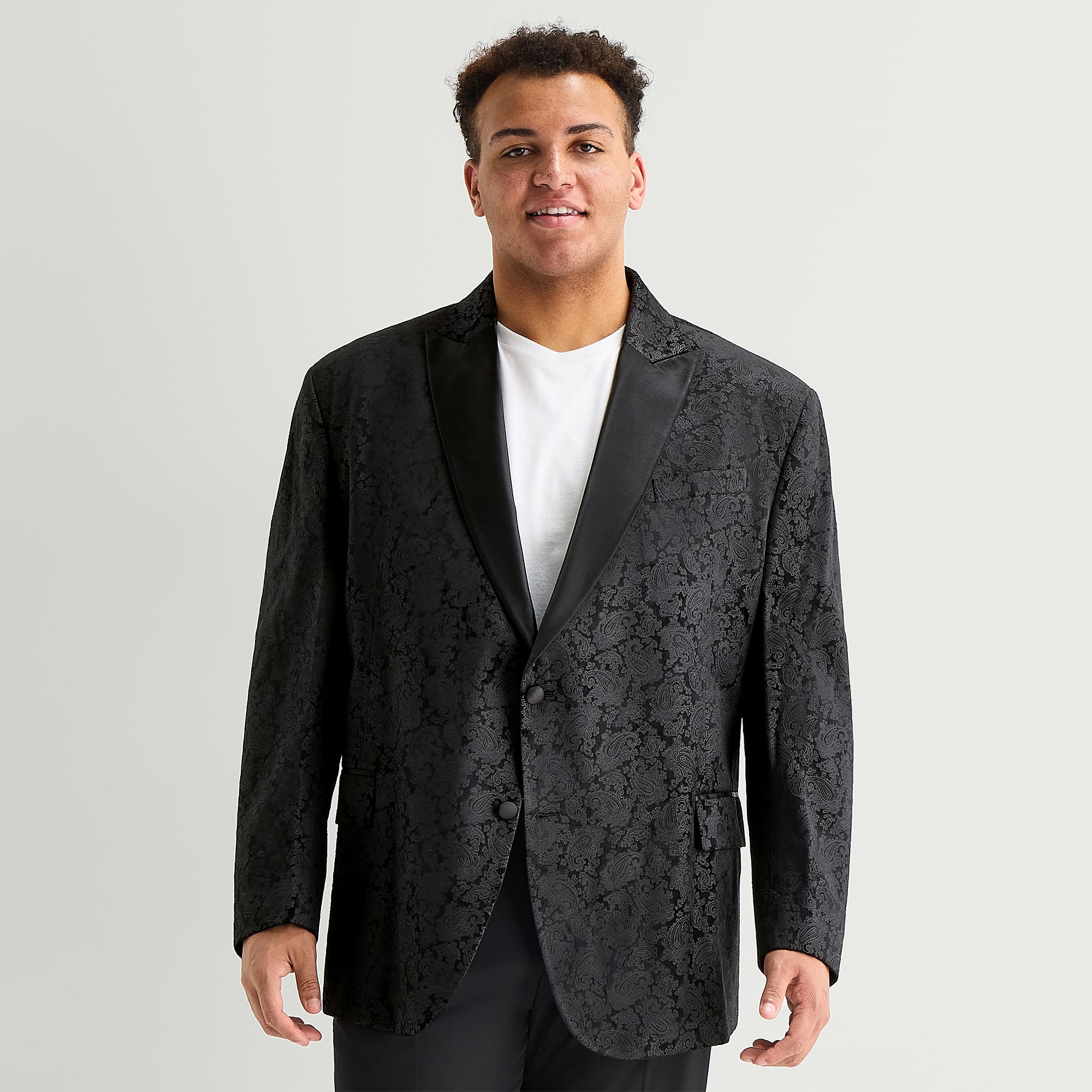 J. Ferrar Evening Edition Mens Big and Tall Paisley Regular Fit Tuxedo Jacket