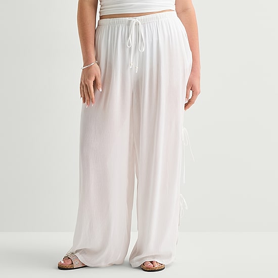 Forever 21 Womens Juniors Plus Straight Mid Rise Pull-On Pant